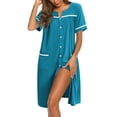thumbnail image 1 of Ekouaer Nightgowns for Women Hospital Gown with Pockets Button Down Sleep Shirt Short Sleeve Sleepwear Pajama Loungewear, 1 of 5