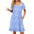 thumbnail image 1 of Ekouaer Nightgowns for Women Lace Trim Sleep Shirts Short Sleeve Night Shirts With Pockets Night Gown Ruffled Sleep Dress, 1 of 6