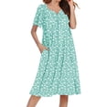 thumbnail image 1 of Ekouaer Nightgowns for Women Short Sleeve House Dress with Pockets Soft Moomoo Pleated Mumu Dresses V Neck Sleepwear, 1 of 6