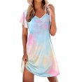 thumbnail image 1 of Ekouaer Nightgowns for Women Short Sleeve Night Gown Comfy Sleep Shirt Soft Sleep Dress Pleated Sleepwear, 1 of 6