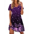 thumbnail image 1 of Ekouaer Nightgowns for Women Short Sleeve Sleep Shirts Pleated Night Dress V Neck Night Shirts Soft House Dress, 1 of 6