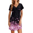 thumbnail image 1 of Ekouaer Nightgowns for Women V Neck Sleepshirt Short Sleeve Nightdress Lace Trim Night Gown House Dress with Pockets, 1 of 6