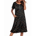 thumbnail image 1 of Ekouaer Nightgowns for Women with Pockets Button Front Short Sleeve House Dresses Floral Print Mumu Dress, 1 of 6
