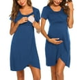 thumbnail image 1 of Ekouaer Nursing Nightgown 3 In 1 Maternity Nightgown Short Sleeve Nursing Gown Breasfeeding Sleepwear Delivery Dress, 1 of 6
