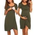 thumbnail image 1 of Ekouaer Nursing Nightgown 3 In 1 Maternity Nightgown Short Sleeve Nursing Gown Breasfeeding Sleepwear Delivery Dress, 1 of 6