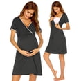 thumbnail image 1 of Ekouaer Nursing Nightgown Delivery and Labor Gown for Hospital Short Sleeve Maternity Breastfeeding Dress, 1 of 6