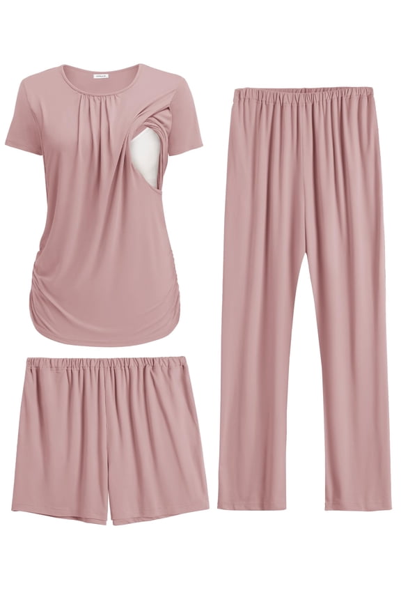 Nursing Pajamas Maternity Lounge Set Postpartum Outfits Breastfeeding Shirts Pregnancy Shorts & Pants