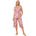 thumbnail image 1 of Ekouaer Pajama Set for Women 2 Piece Capri Pants Short Sleeve Top Sleepwear Soft Pjs Loungewear with Pockets, 1 of 6