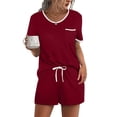 thumbnail image 1 of Ekouaer Pajama Set for Women 2 Piece Lounge Set Short Sleeve Tops and Shorts Soft Sleepwear, 1 of 6