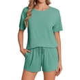 thumbnail image 1 of Ekouaer Pajama Set for Women Viscose from Bamboo Short Sleeve Tops and Shorts Set 2 Piece Lounge Set, 1 of 6