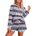 thumbnail image 1 of Ekouaer Pajama Set for Women Waffle Knit Lounge Sets Long Sleeve Top and Shorts Sleepwear Matching Loungewear, 1 of 6