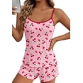 thumbnail image 1 of Ekouaer Pajama Sets for Women 2 Piece Camisole Pjs Cute Print Sleepwear Ribbed Sexy Tank Top with Shorts, 1 of 6