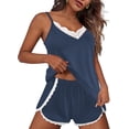 thumbnail image 1 of Ekouaer Pajama Sets for Women Lingerie Sleepwear 2 Piece Cami Split Short Set V Neck Lace Summer Pjs, 1 of 6