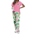 thumbnail image 1 of Ekouaer Pajama Sets for Women Short Sleeve Pj Set V Neck Sleepwear Chest Pocket with Long Pants Casual Loose Loungewear, 1 of 6