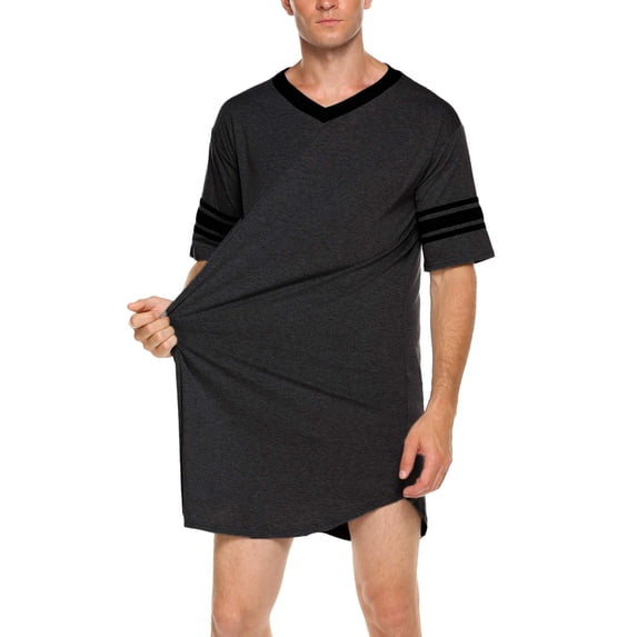 Ekouaer Pajamas Mens Comfy Nightshirt Big&Tall V Neck Short Sleeve Soft Loose Pajama Sleep Shirt