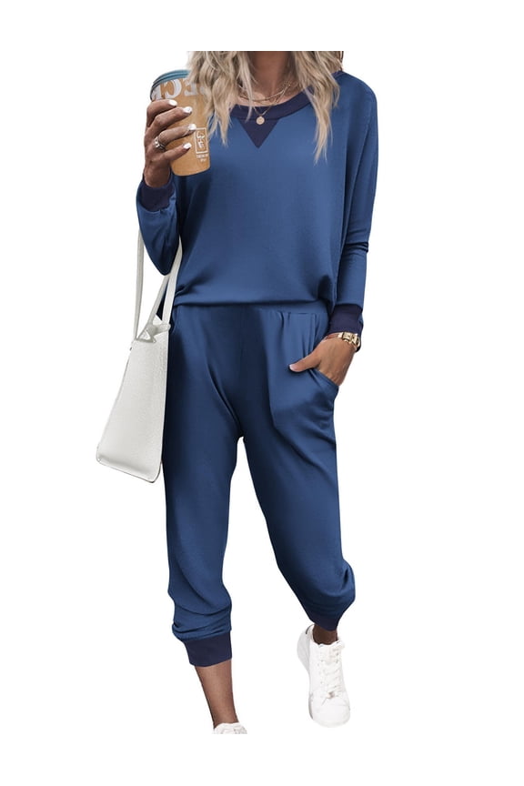 Womens 2 Piece Jogger Pajama Sets Long Sleeve Pj Sets Ladies Soft Pajamas Sets 2 Piece Outfits