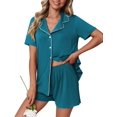 thumbnail image 1 of Ekouaer Pajamas Set for Women 2 Piece Pjs Short Sleeve Sleepwear Button Down Lounge Shorts Sets, 1 of 6