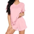 thumbnail image 1 of Ekouaer Pajamas Set for Women 2 Piece Short Sleeve Sleepwear Soft V Neck Tops and Shorts Pjs Lounge Set with Pocket, 1 of 6