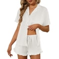 thumbnail image 1 of Ekouaer Lounge Sets for Women Short Sleeve Sleepwear Button Down Pjs Loungewear Soft Nightwear, 1 of 7