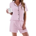 thumbnail image 1 of Ekouaer Pajamas Set for Women Short Sleeve Sleepwear Button Down Pjs Soft 2 Piece Lounge Sets, 1 of 6