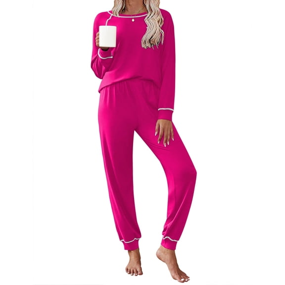 Ekouaer Pajamas Set for Women Soft Comfy Pjs Sets Long Sleeve Sleepwear Loungewear