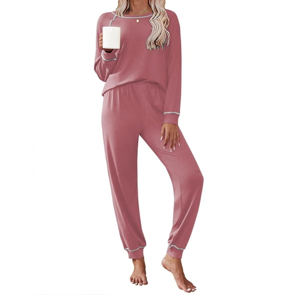 Ekouaer Pajamas Set for Women Soft Comfy Pjs Sets Long Sleeve Sleepwear Loungewear