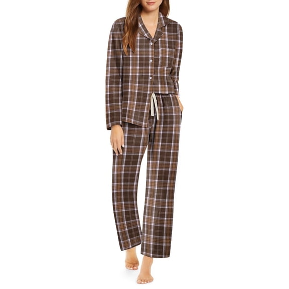 Ekouaer Pajamas Set for Womens 2 Piece Cotton Plaid Pjs Long Sleeve Sleepwear Soft Button Down Loungewear with Pockets