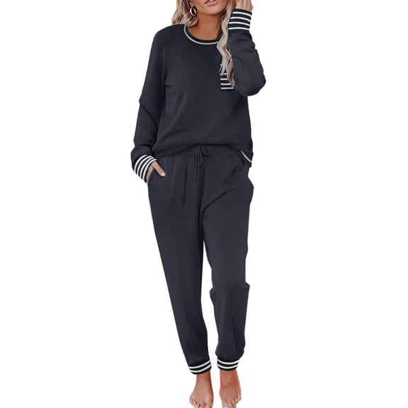 Ekouaer Pajamas Women's Long Sleeve Pj Set Soft 2 Piece Loungewear Sleepwear with Jogger Pants