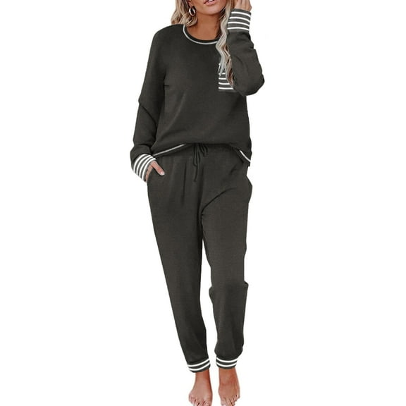 Ekouaer Pajamas Women's Long Sleeve Pj Set Soft 2 Piece Loungewear Sleepwear with Jogger Pants
