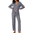 thumbnail image 1 of Ekouaer Pajamas Women's Long Sleeve Sleepwear Soft Button Down Loungewear Pjs Lounge Set Nightwear, 1 of 5