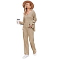 thumbnail image 1 of Ekouaer Pajamas for Women 2 Piece Lounge Set Fuzzy Fleece Long Sleeve Pullover Sweater Top Wide Leg Pants Set Outfits, 1 of 5