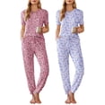 thumbnail image 1 of Ekouaer Pajamas for Women Set 2 Pack Lounge Set Short Sleeve Pjs Joggers Long Pants Loungepwear with Pockets, 1 of 6