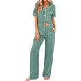 thumbnail image 1 of Ekouaer Pajamas for Women Set Short Sleeve Long Pants 2 Piece Longe Sets, 1 of 6