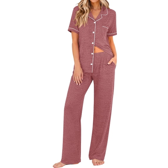 Ekouaer Pajamas for Women Set Short Sleeve Long Pants 2 Piece Longe Sets