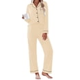 thumbnail image 1 of Ekouaer Pajamas for Women Set Winter Comfy Sleepwear 100% Cotton Pjs Long Sleeve Button Down Lounge Wear Sets, 1 of 6