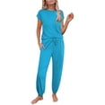 thumbnail image 1 of Ekouaer Pajamas for women 2 Piece Lounge Set Cap Sleeve Sleepwear Joggers Pants Pjs with Pockets, 1 of 5