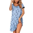 thumbnail image 1 of Ekouaer Plus Size Nightgowns Women Short Sleeve Sleepwear Plain Dress, 1 of 5
