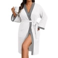 thumbnail image 1 of Ekouaer Plus Size Robe for Women Waffle Knit Bathrobe Short Lightweight Kimono Robes with Pockets Maternity Robe, 1 of 6