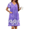 thumbnail image 1 of Ekouaer Robe for Women Short Zipper Floral Print Bathrobe Short Sleeve Pleated Neckline Robes Zip Up Comfy Night Gowns Soft Loungewear, 1 of 5
