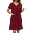thumbnail image 1 of Ekouaer Robe for Women Short Zipper Floral Print Bathrobe Short Sleeve Pleated Neckline Robes Zip Up Comfy Night Gowns Soft Loungewear, 1 of 5