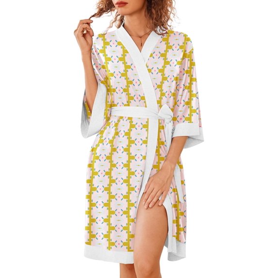 Ekouaer Robes for Women Knee Length Bathrobe Lightweight Kimono Robe 3/4 Sleeve Sleepwear with Pockets