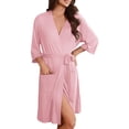 thumbnail image 1 of Ekouaer Robes for Women Knee Length Kimono Bathrobe Lightweight 3/4 Sleeve Sleepwear soft Loungewear with Pockets, 1 of 6