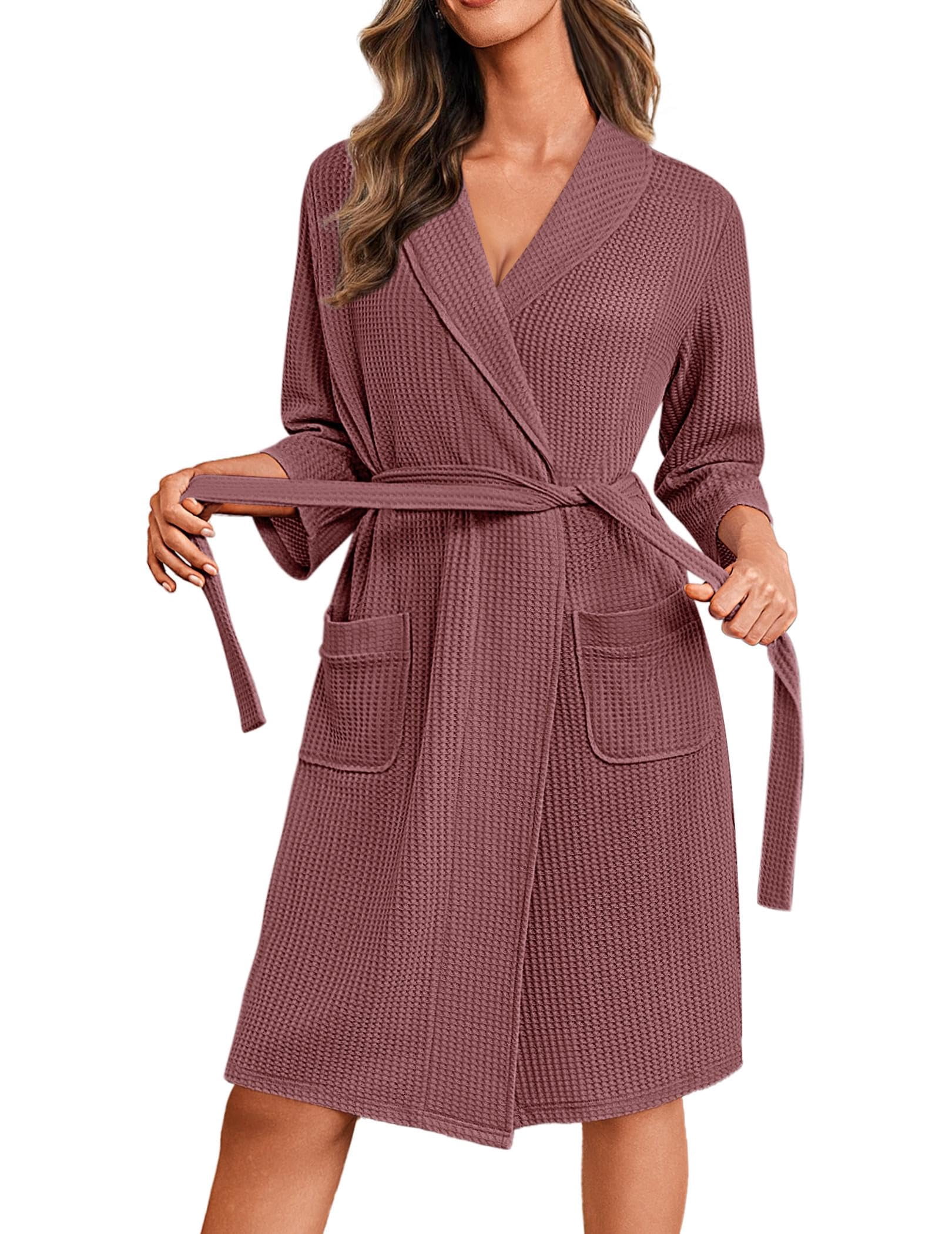 Ekouaer Robes for Women Waffle Knit Bathrobe Lightweight Kimono Robe ...