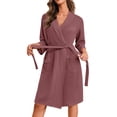 thumbnail image 1 of Ekouaer Robes for Women Waffle Knit Bathrobe Lightweight Kimono Robe Knee Length Loungewear with Pockets, 1 of 6