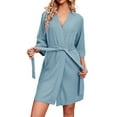 thumbnail image 1 of Ekouaer Robes for Women Waffle Knit Bathrobe Soft Lightweight Knee Length Loungewear, 1 of 7
