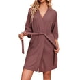 thumbnail image 1 of Ekouaer Robes for Women Waffle Knit Bathrobe Soft Lightweight Knee Length Loungewear, 1 of 7