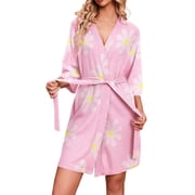 Ekouaer Robes for Women Waffle Knit Bathrobe Soft Lightweight Knee Length Loungewear
