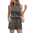 thumbnail image 1 of Ekouaer Rompers for Women Summer 2025 Casual Sleeveless Scoop Neck Tank Top Ribbed Short Jumpsuits Romper with Pockets, 1 of 5