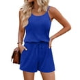 thumbnail image 1 of Ekouaer Rompers for Women Summer Casual 2026 Sleeveless Scoop Neck Ribbed Adjustable Shorts Jumpsuit with Pockets, 1 of 6