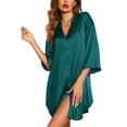 thumbnail image 1 of Ekouaer Women Satin Nightgowns Button Down Sleep Shirt 3/4 Sleeve Silk Nightshirts V Neck Nightwear, 1 of 7